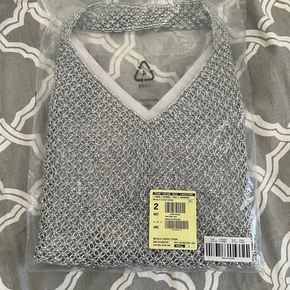 NWT J Crew Handwoven metallic shoulder tote with Lurex® metallic threads - Picture 3 of 4